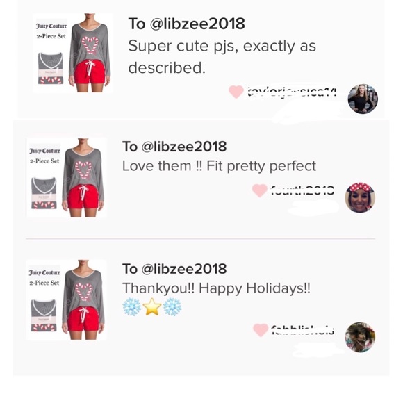 NWT Juicy Couture PJ Set Christmas Pajamas in Red Gray  🩵Price is Firm🩵 - Picture 11 of 13